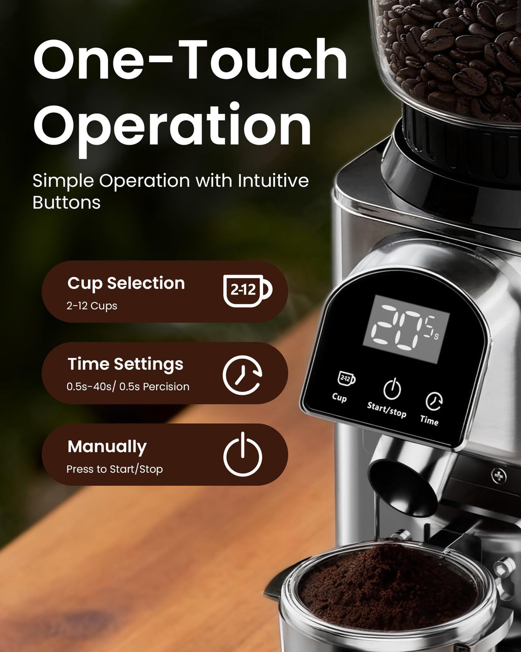 Electric Conical Burr Coffee Grinder T552