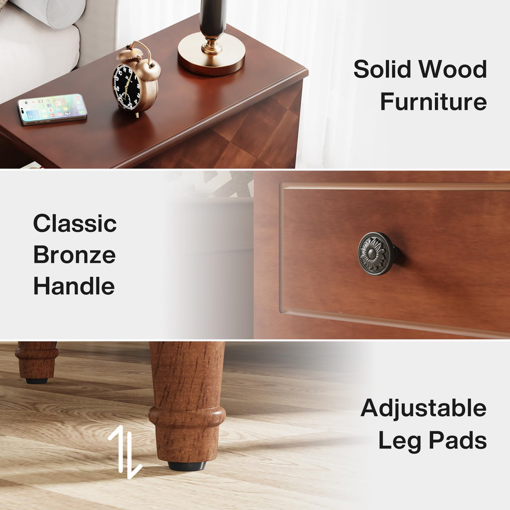 Fully Assembled Set of 2 Narrow 3 Drawer Brown End Table A395348