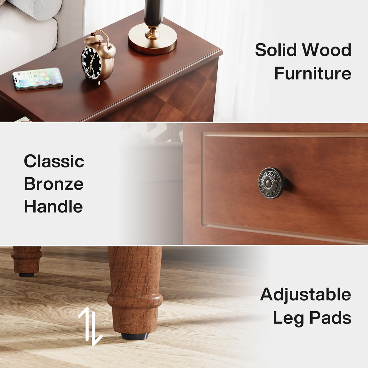 Fully Assembled Set of 2 Narrow 3 Drawer Brown End Table A395348