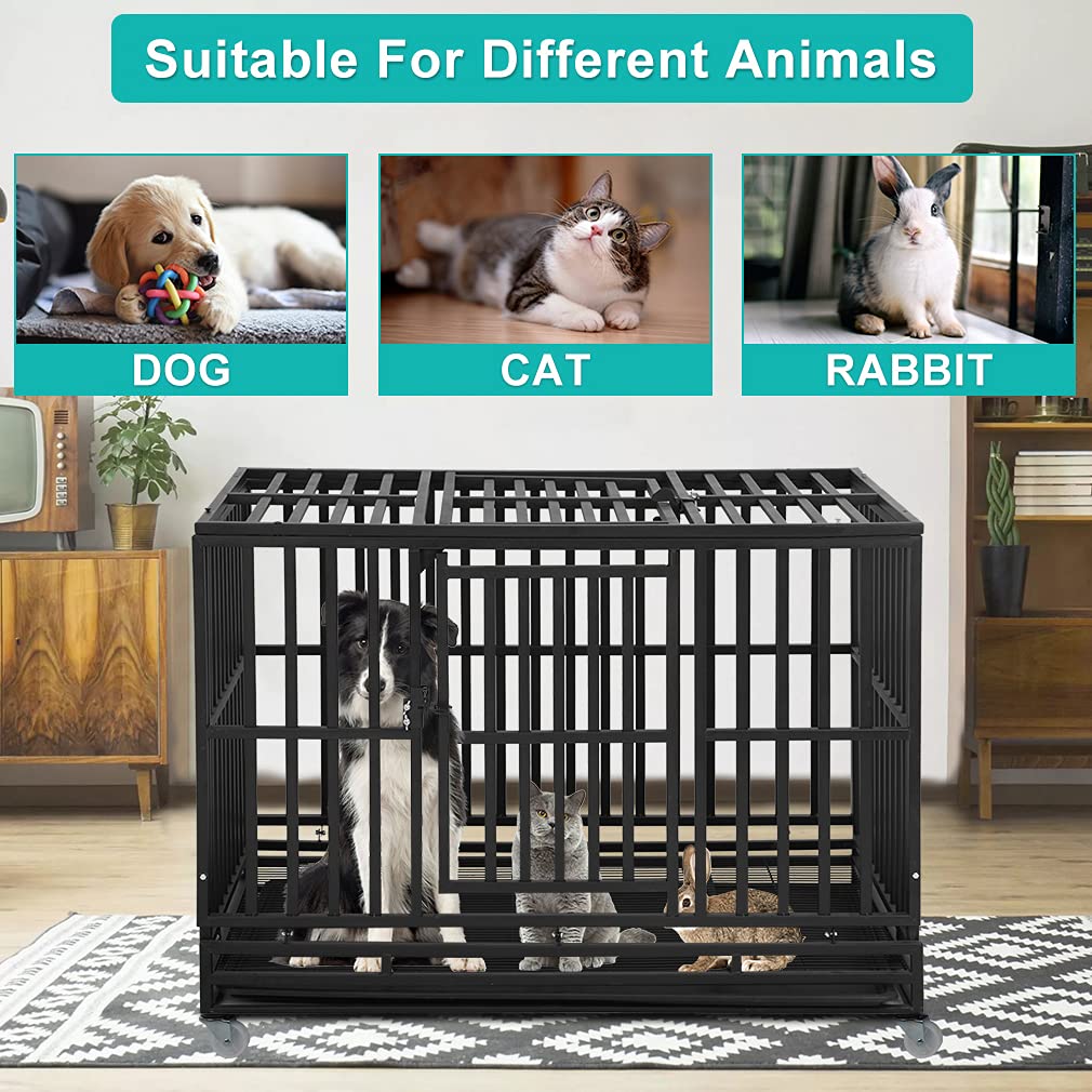 48 Inch Heavy Duty Metal Dog Crate with Double Door R2441
