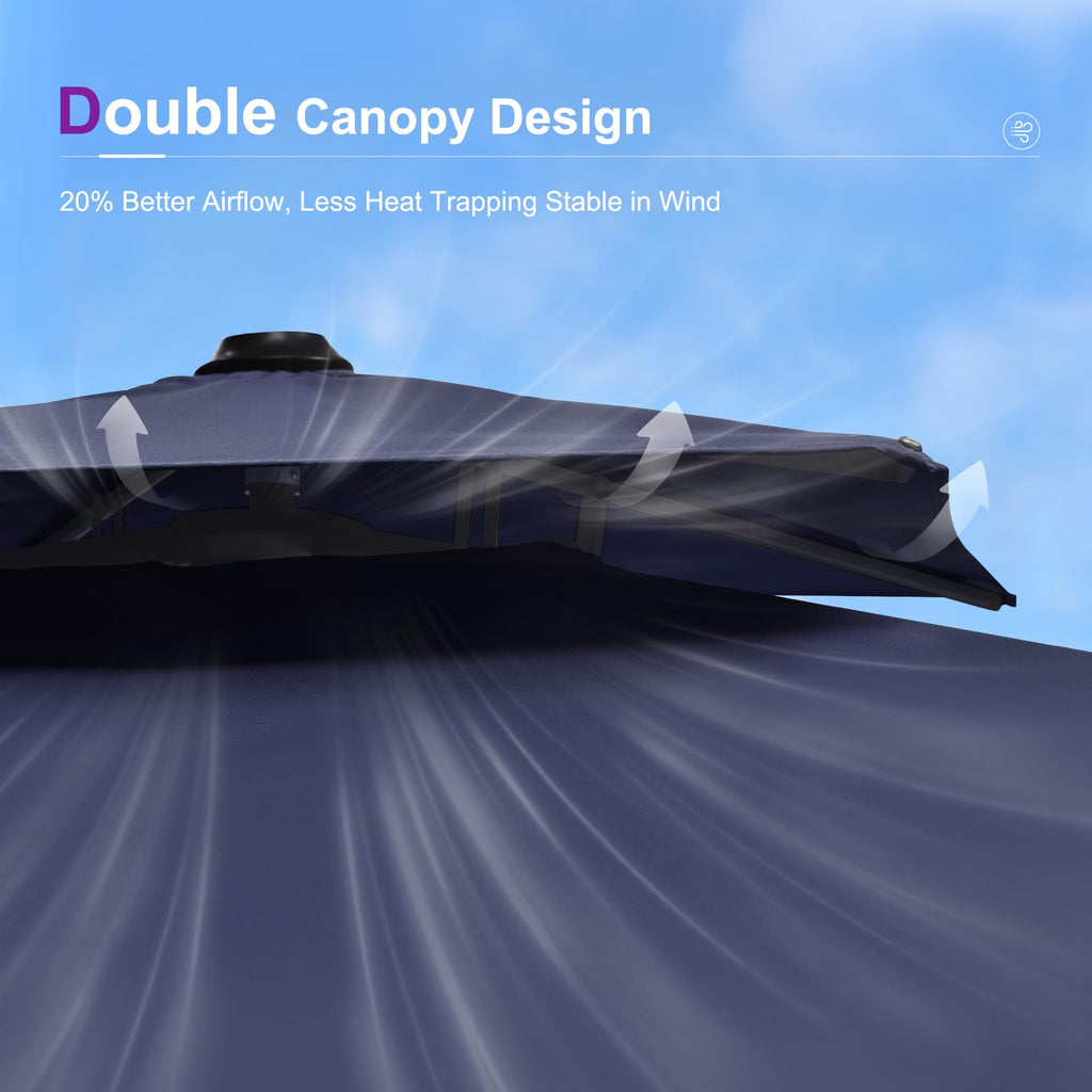 10FT Double Top Navy Blue Cantilever Umbrella U926477