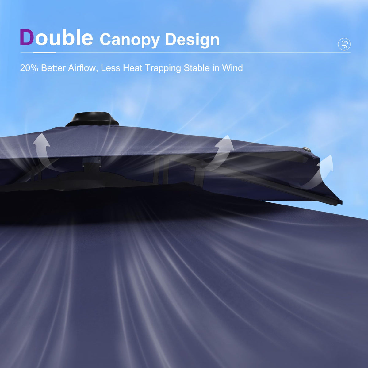 10FT Double Top Navy Blue Cantilever Umbrella U926477