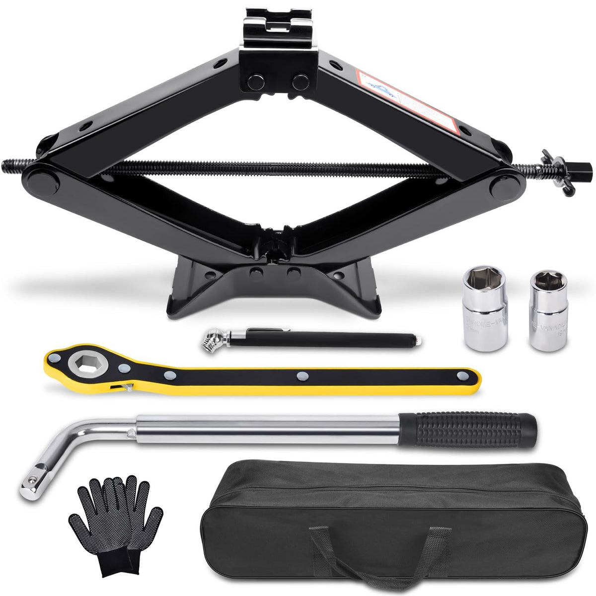 Scissor Car Jack 3 Ton Tire Changing Kit with Lug Wrench Y712277