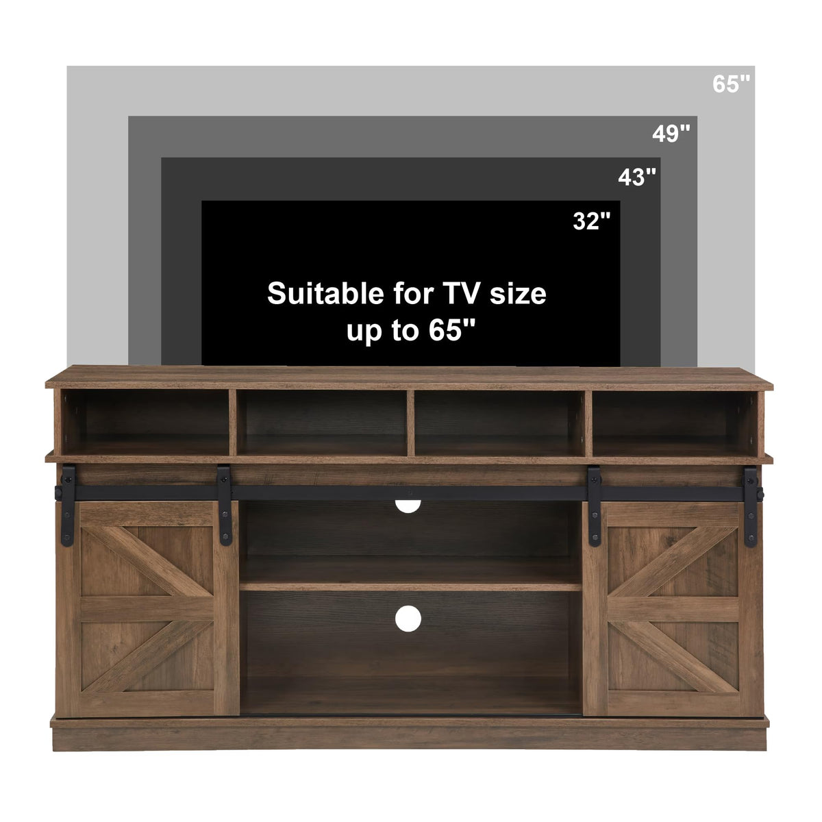 Farmhouse Wood TV Stand with Sliding Barn Doors C50331