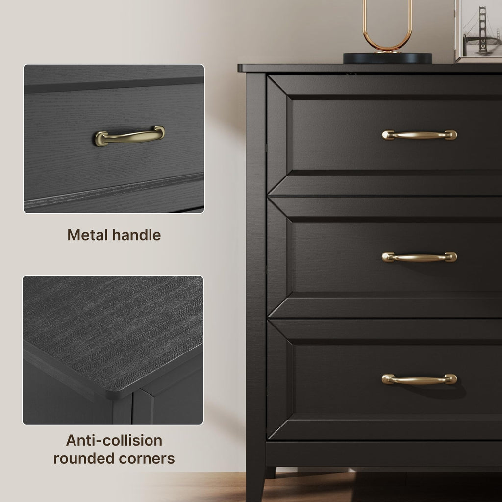 Black 6 Drawer Dresser Y7034