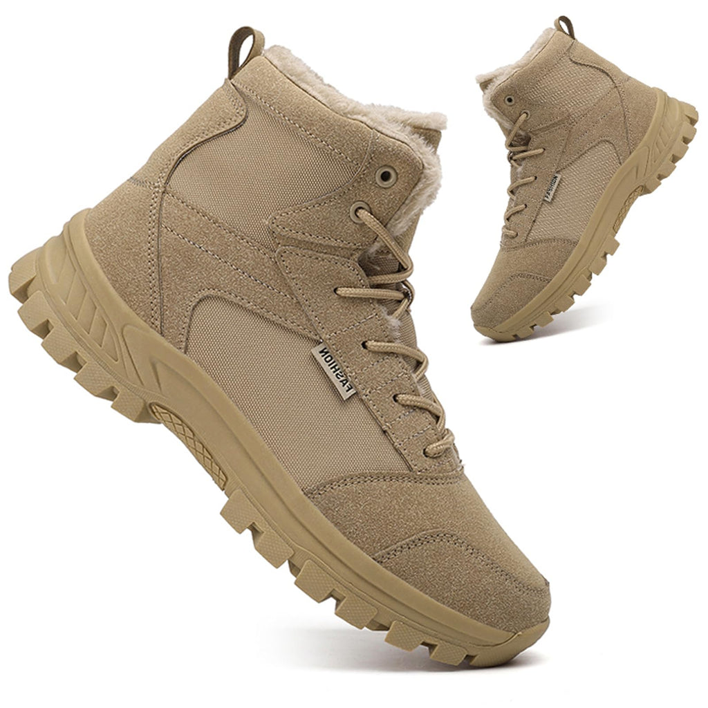 Mid Top Fur Lined Suede Leather Waterproof Military Tactical Boots Q81282