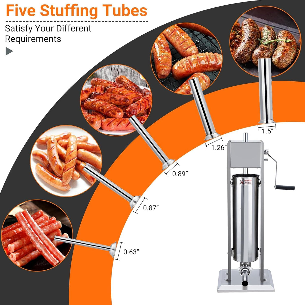 15L Sausage Stuffer with 5 Stainless Steel Tubes G70665