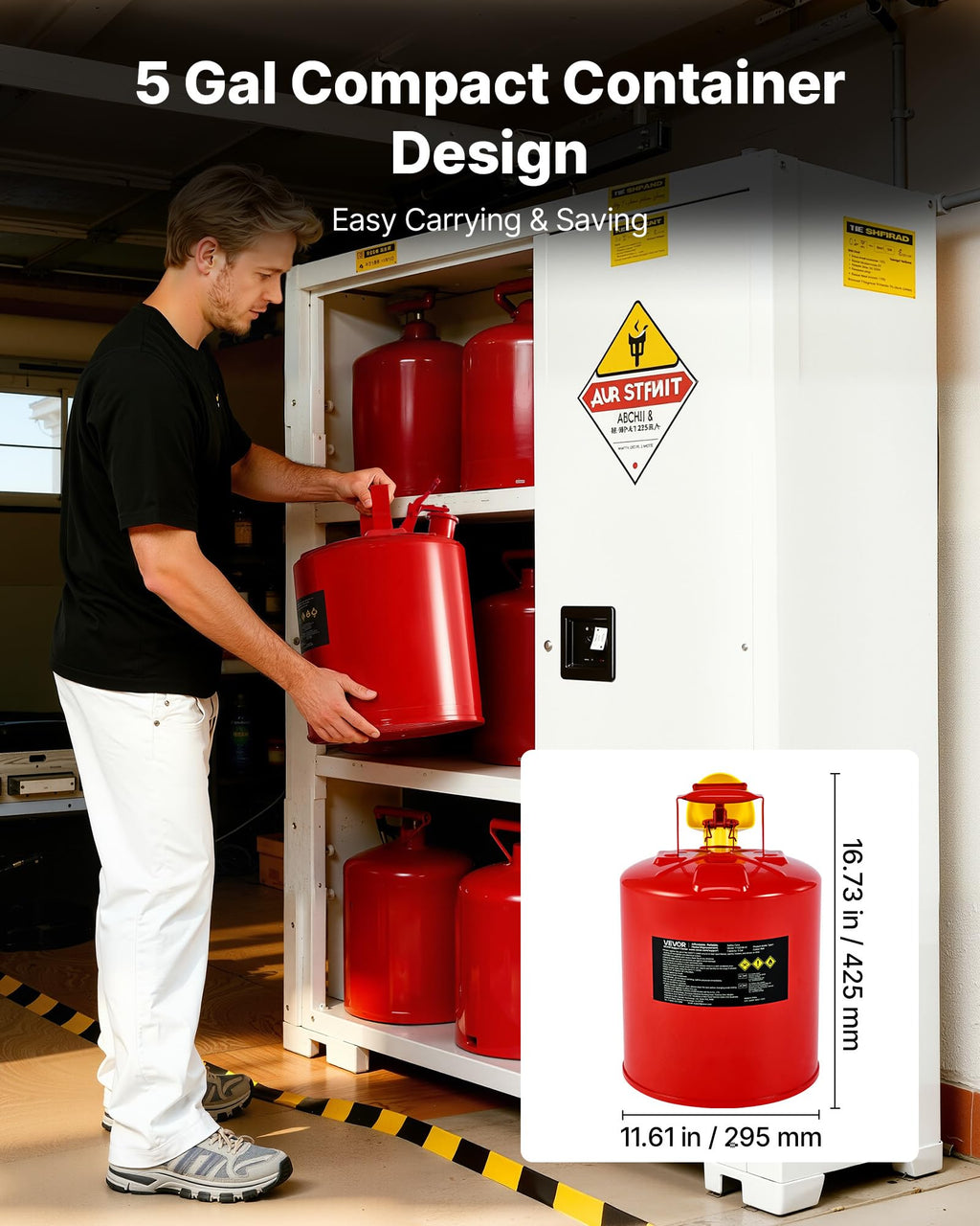 5 Gallon Red Metal Safety Gas Can with Flame Arrester Y976