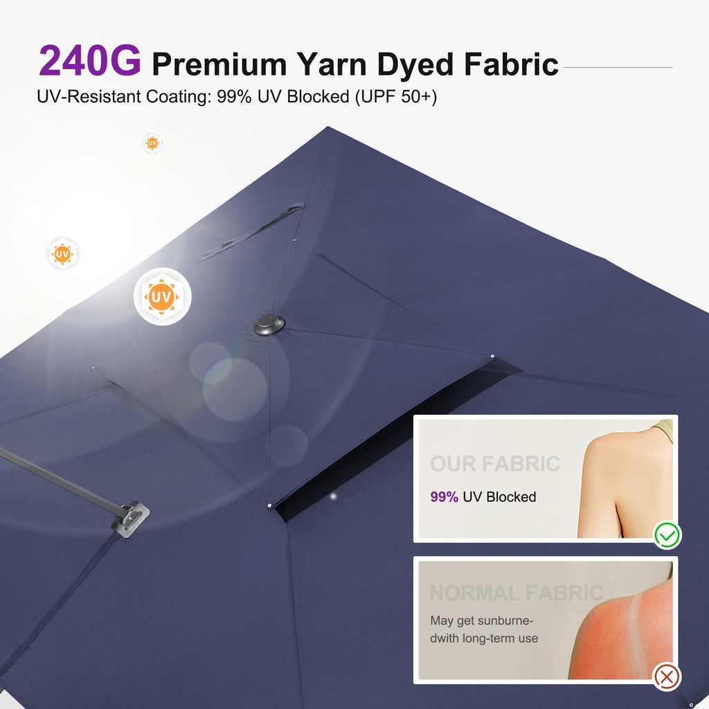 10FT Double Top Navy Blue Cantilever Umbrella U926477