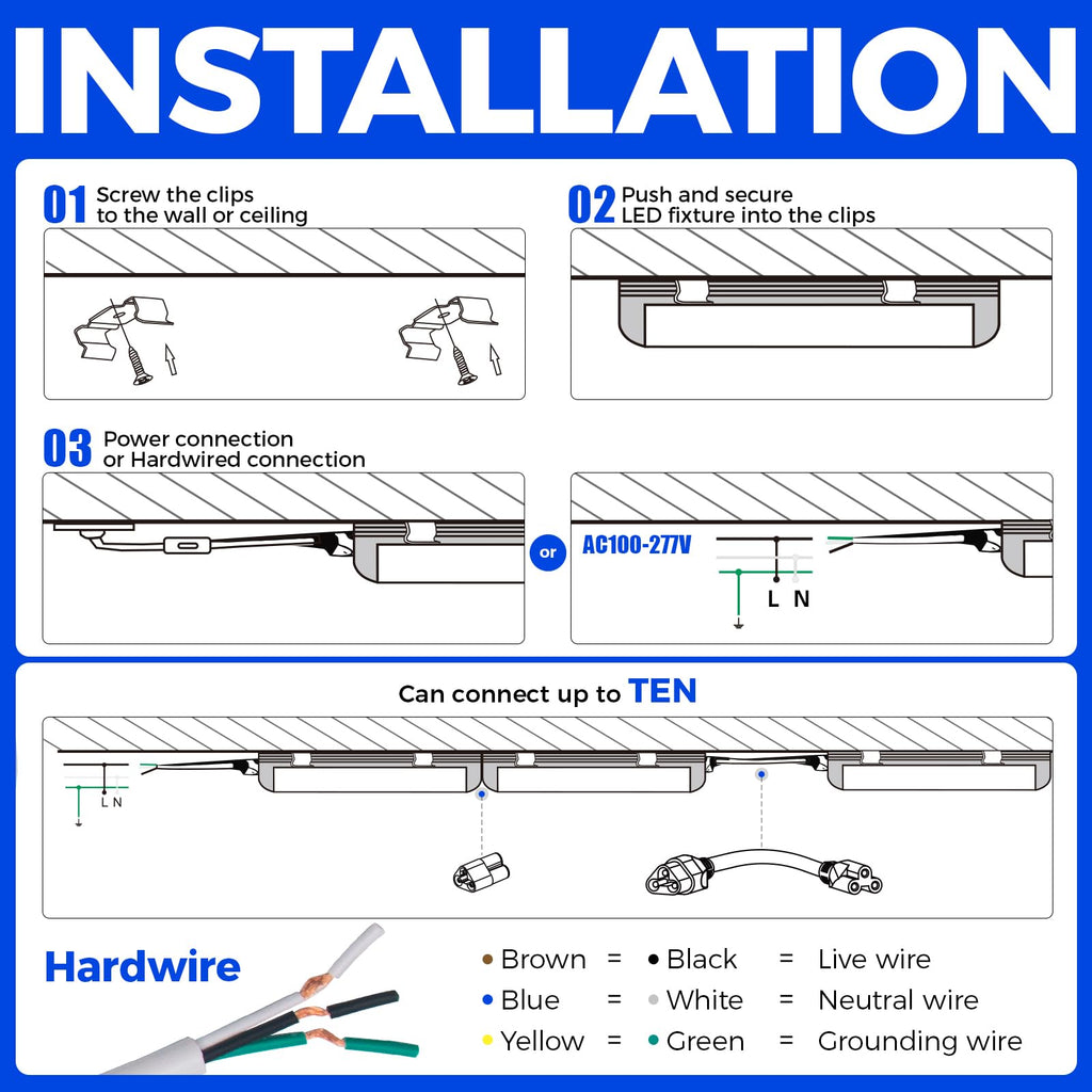 2FT LED Shop Lights 4 Pack E49725