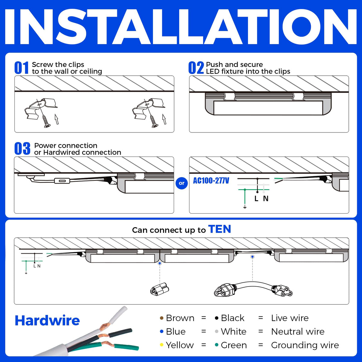 2FT LED Shop Lights 4 Pack E49725