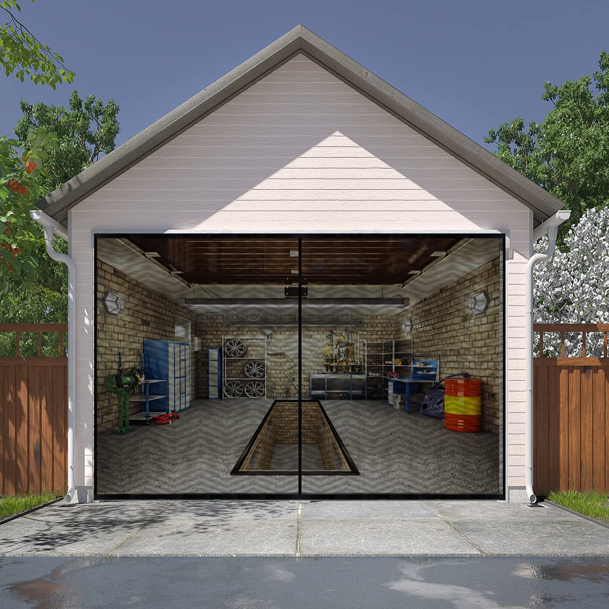9x7FT Fiberglass Magnetic Garage Door Screen N64909