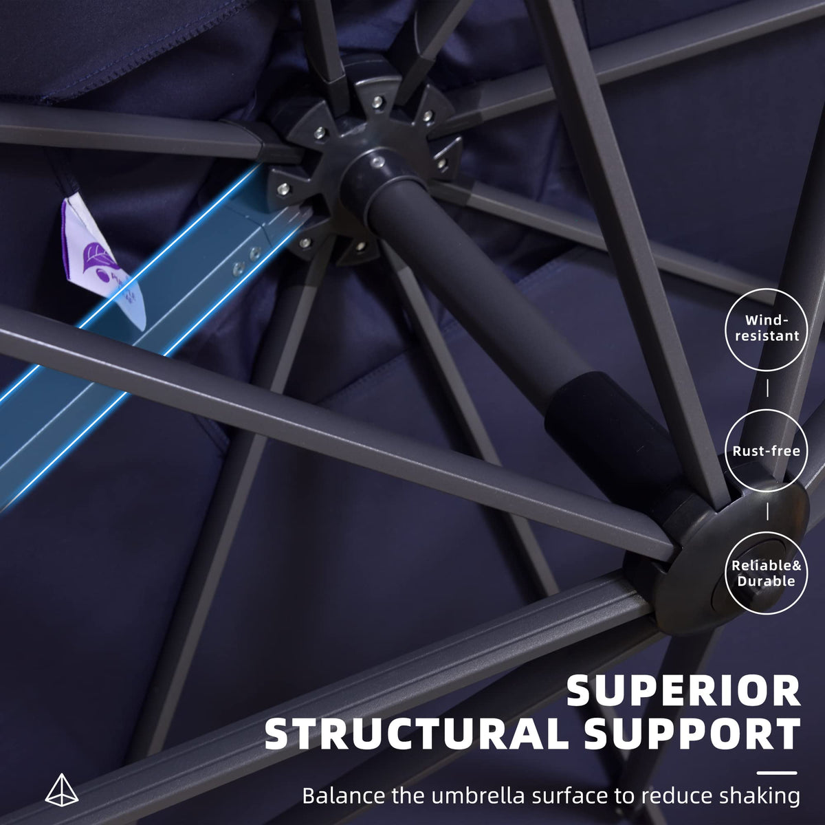 Navy Rectangle Patio Umbrella N5040