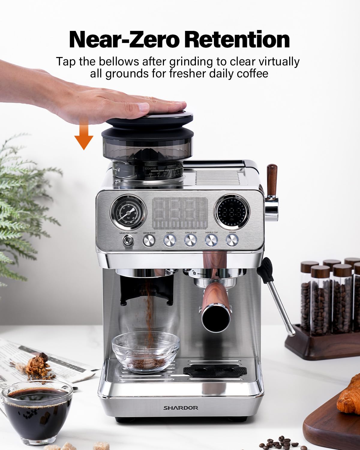 20 Bar Espresso Machine with Built-In Grinder L874345
