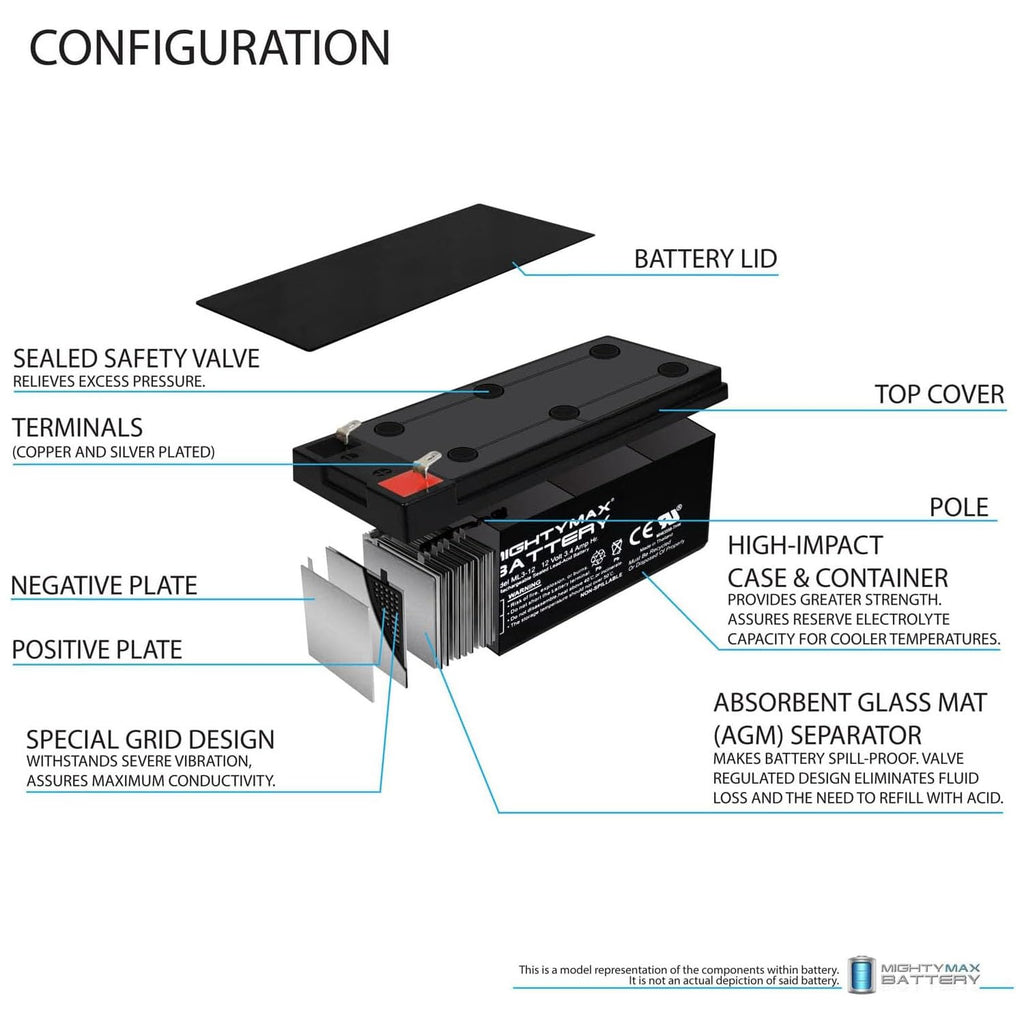 12 Volt 3 AH Rechargeable SLA AGM Battery J8592