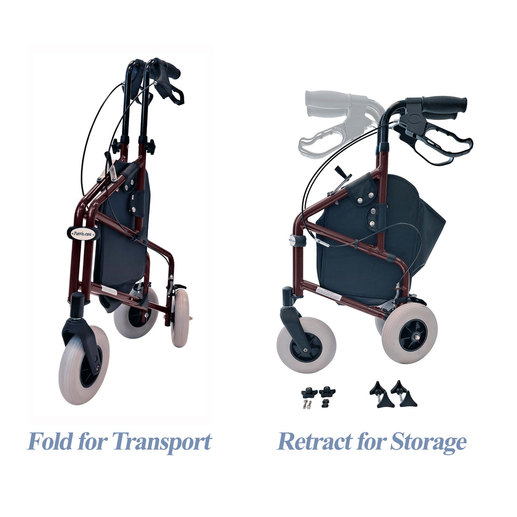 Lightweight Retractable 3 Wheel Walker with Balloon Tires P656