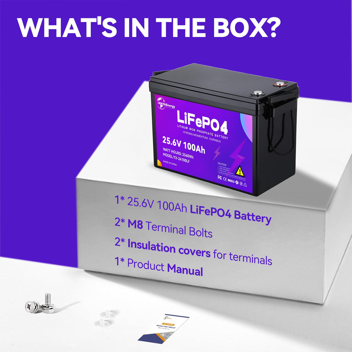 24v 100ah LiFePO4 Lithium Battery with 100A BMS O97434