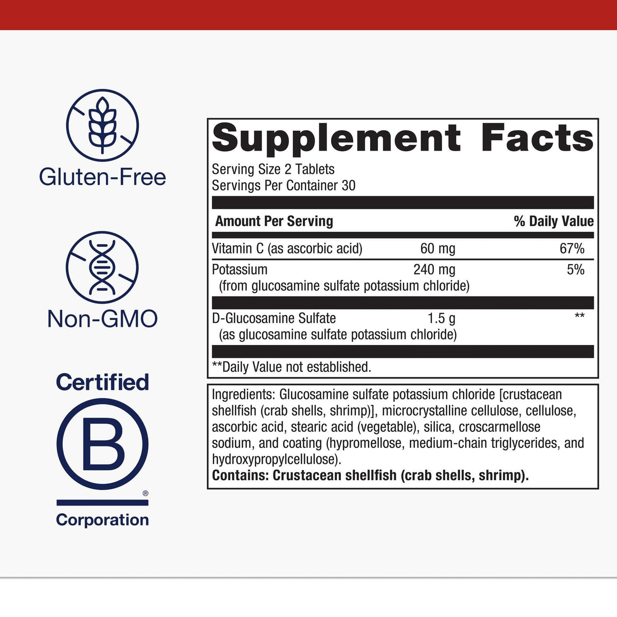 Glucosamine Sulfate 1500 mg 90 Tablets J79119