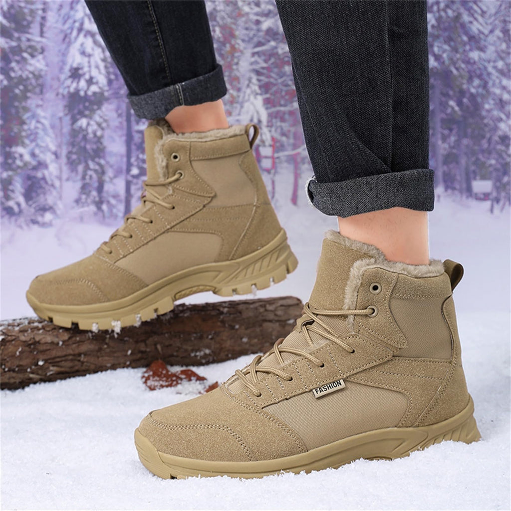 Mid Top Fur Lined Suede Leather Waterproof Military Tactical Boots Q81282