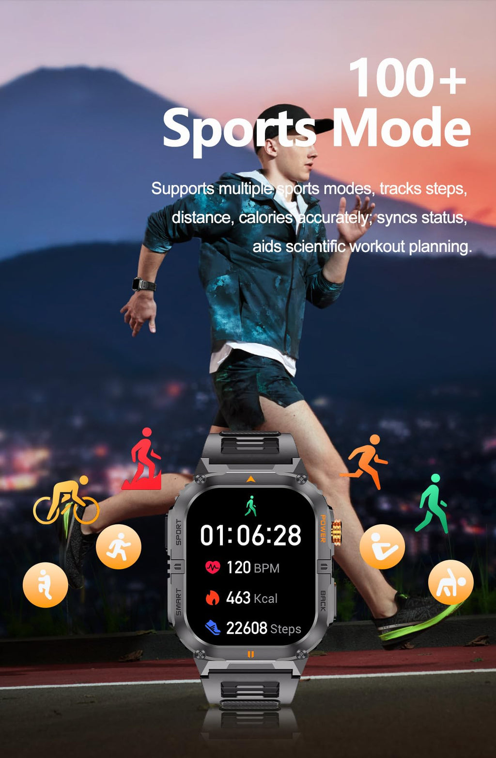 Military Smart Watch with Bluetooth Calling, Heart Rate Monitor, Sleep Tracking, Camouflage Green C9952