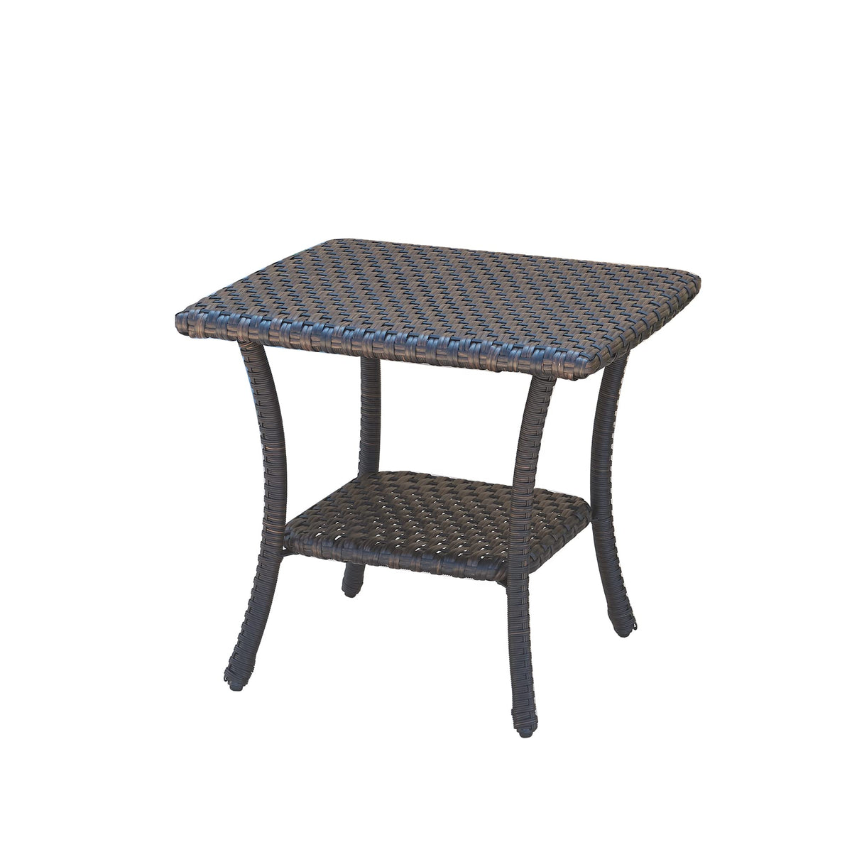 Brown Wicker Rattan 2-Tier Outdoor Coffee Table W992135