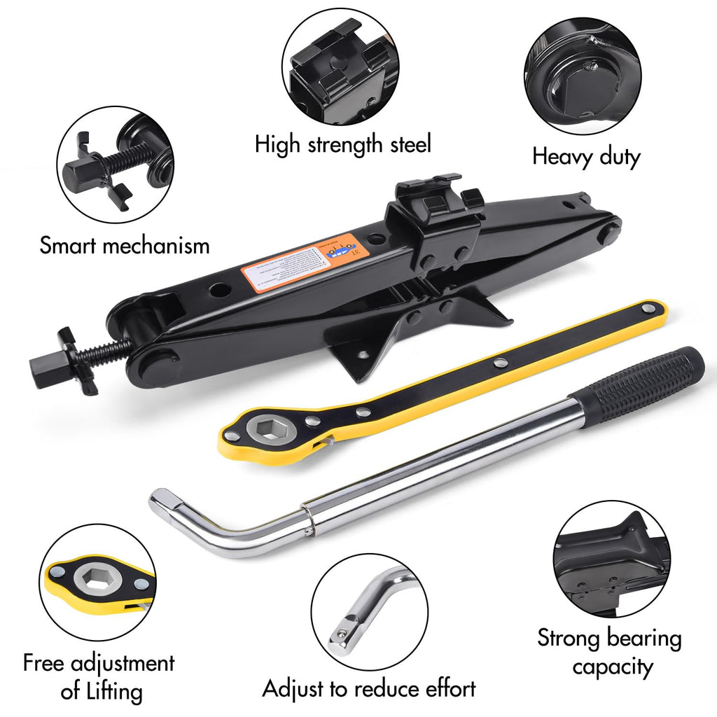 Scissor Car Jack 3 Ton Tire Changing Kit with Lug Wrench Y712277
