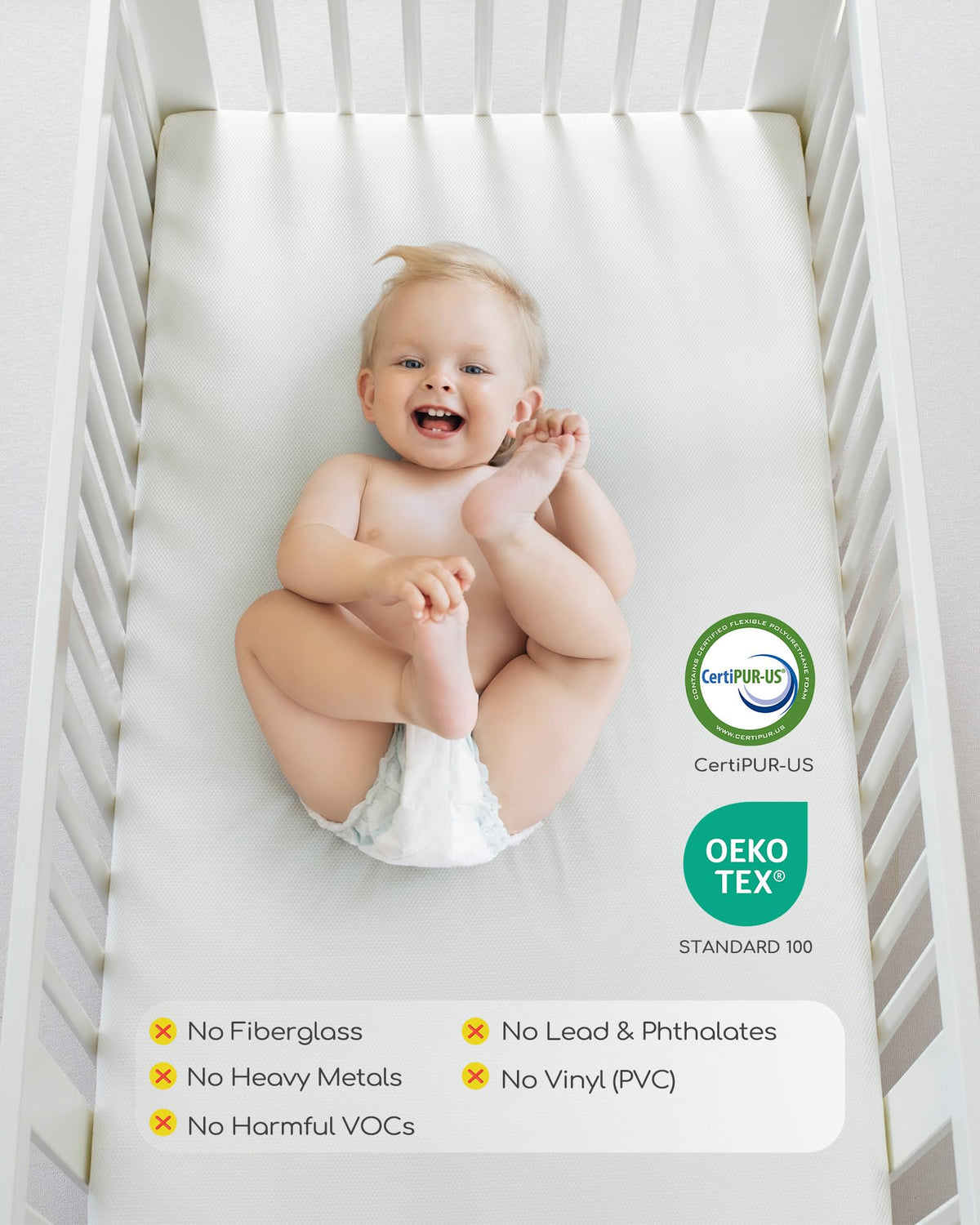 Breathable Standard Full Size Crib Mattress with Waterproof Machine Washable Cover E11937