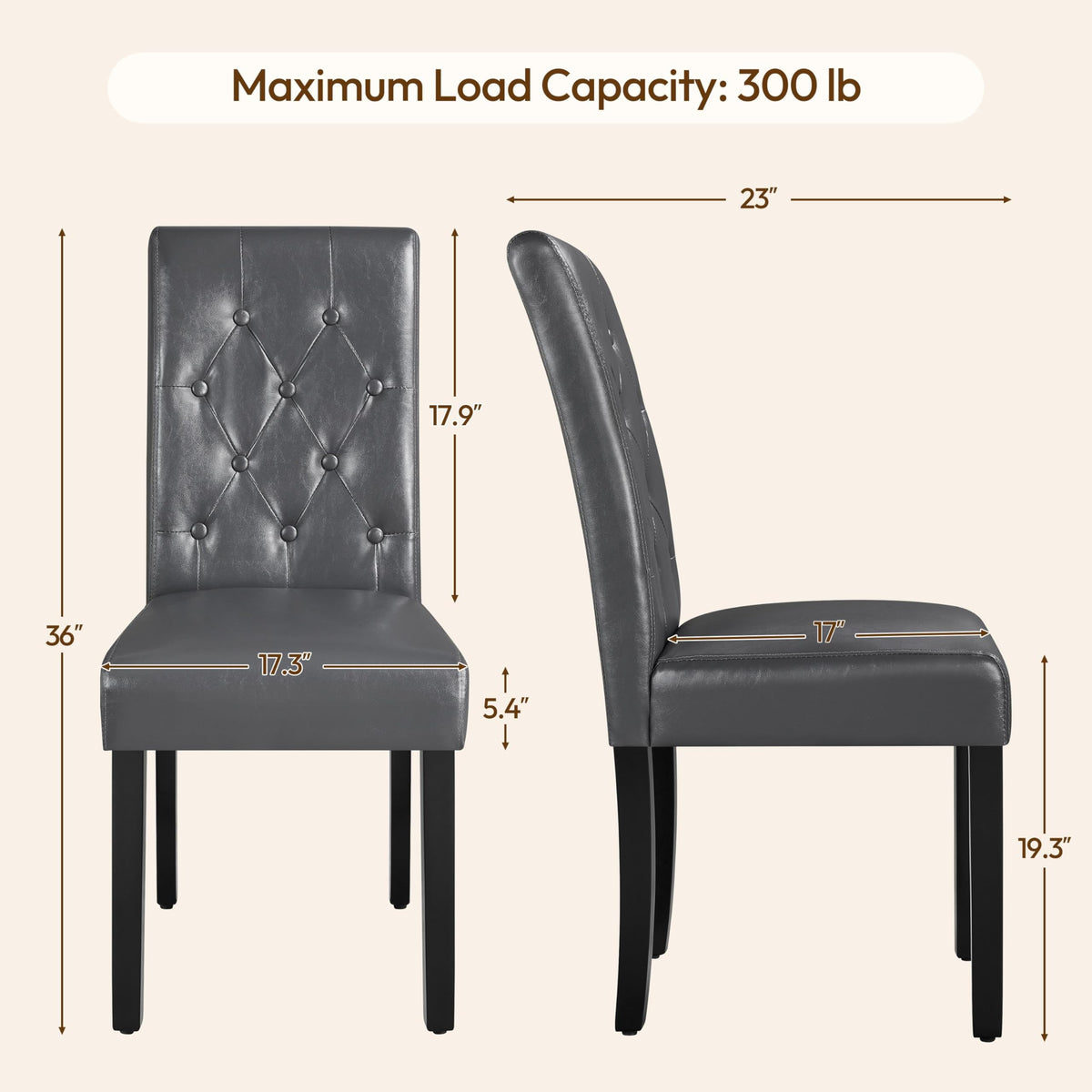 Dining Chairs Set of 2 Tufted Gray G803605