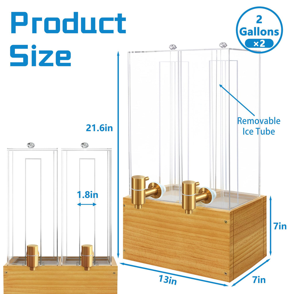 2 Pack 2 Gallon Drink Dispenser with Stand and Ice Core H276318