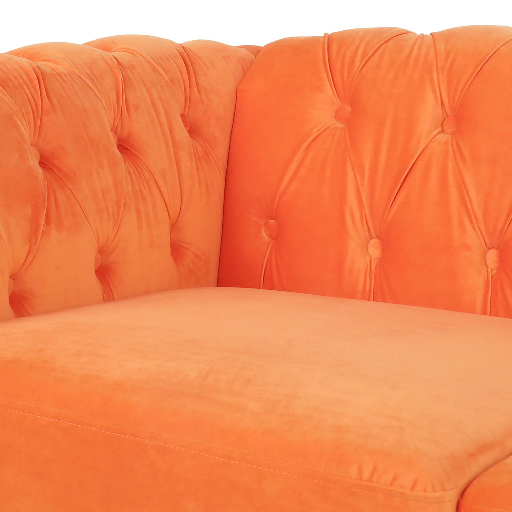 Orange Velvet 3 Seat Sofa O789971