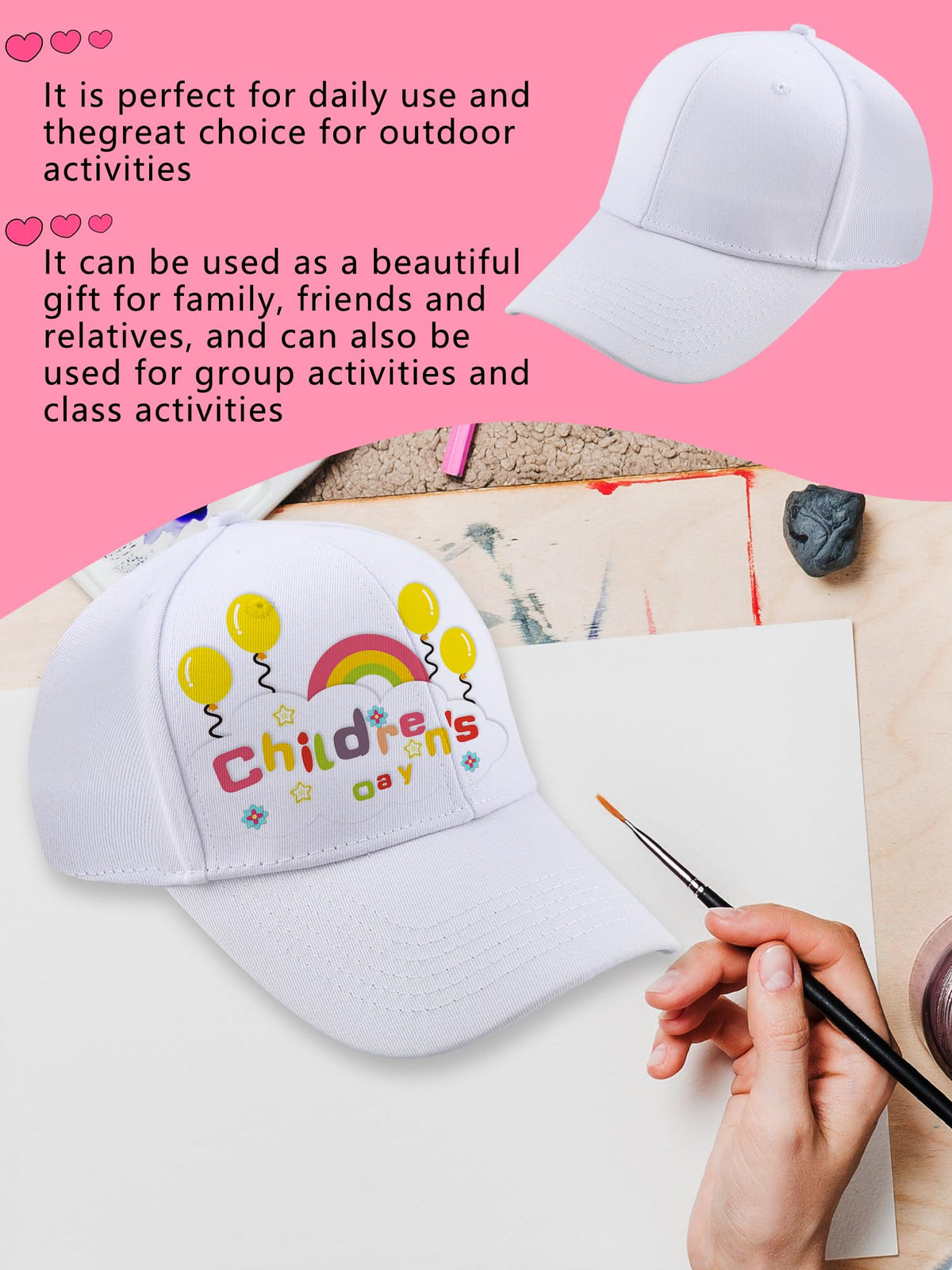 30 Pcs White Cotton Kids Baseball Cap Q27196