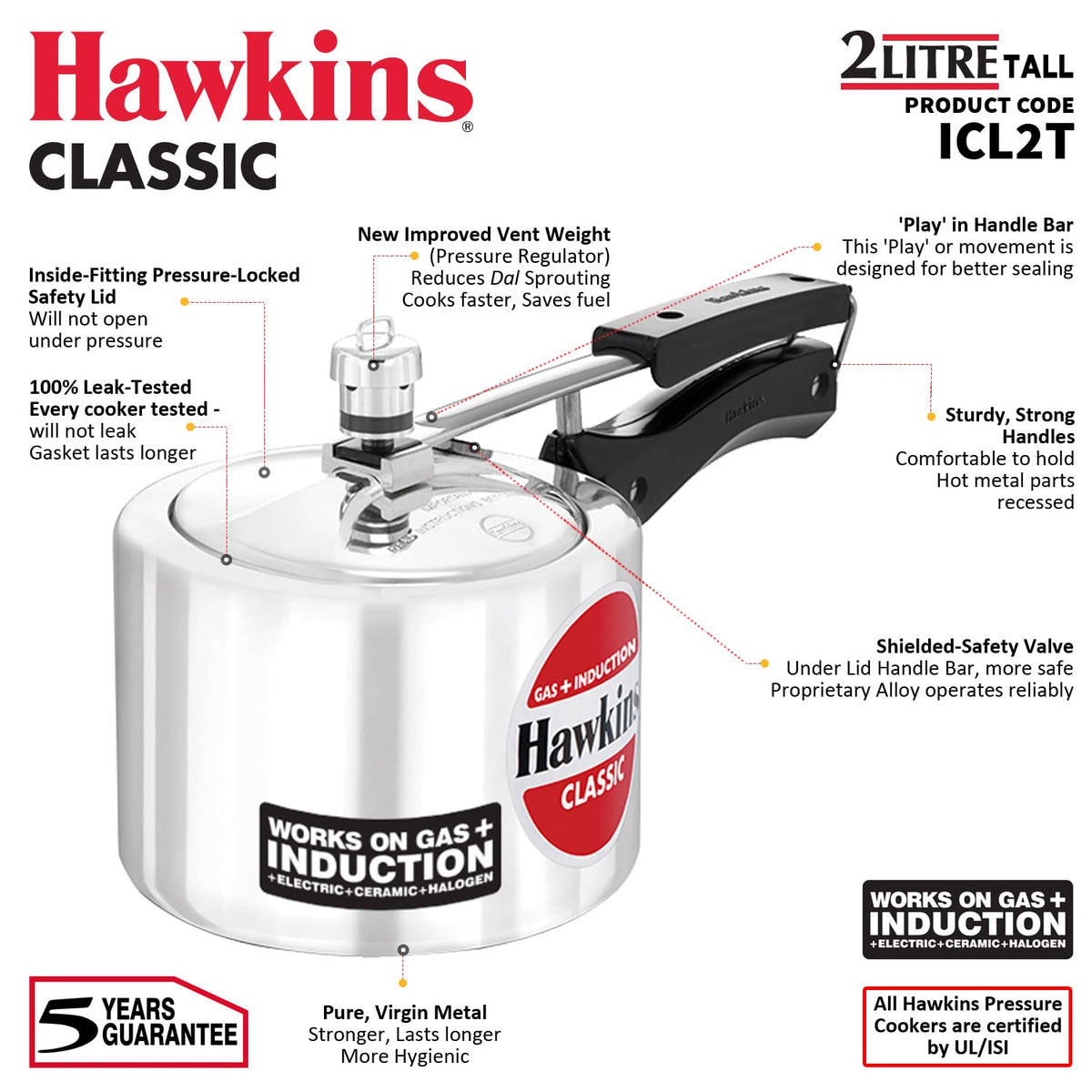 Aluminium 2 Litre Pressure Cooker I984185