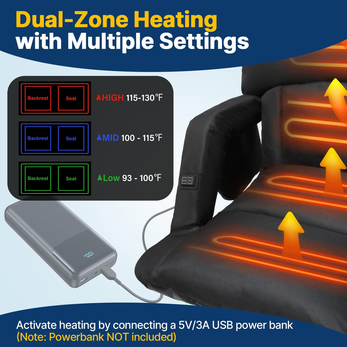 25'' Heated Stadium Seat with Back Support G689515