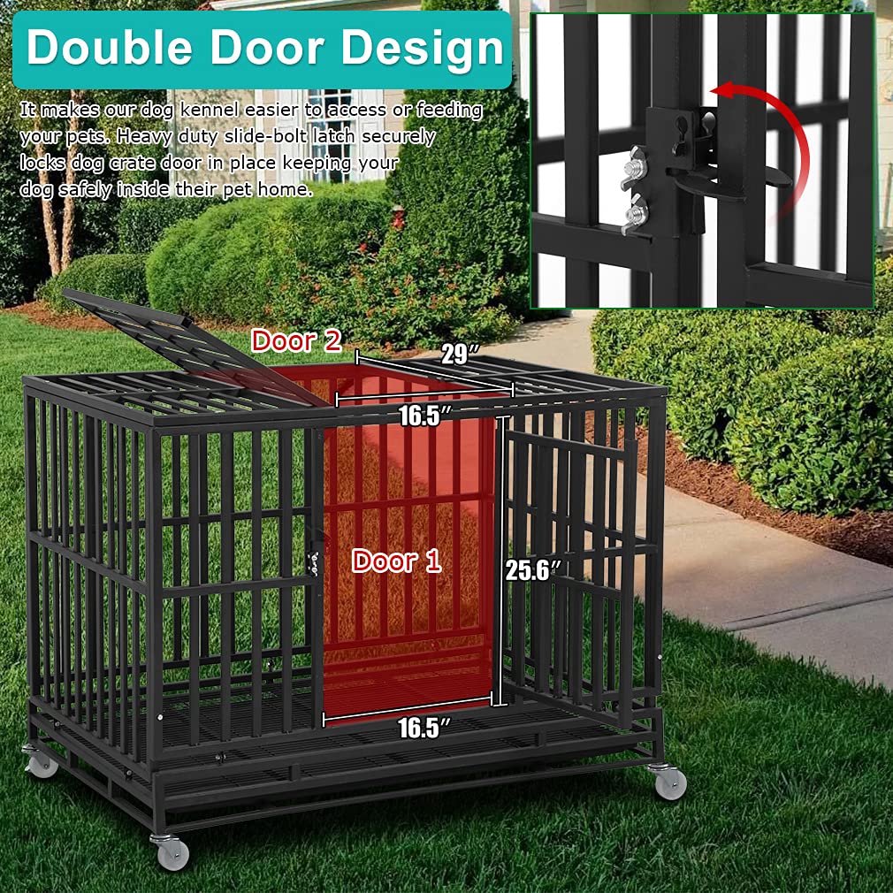 48 Inch Heavy Duty Metal Dog Crate with Double Door R2441