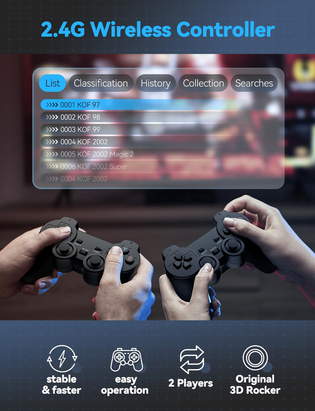 Black 4K Retro Gaming Console with 2.4G Wireless Controllers L16285