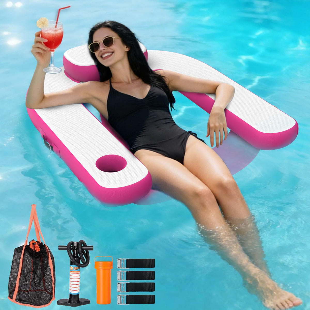 Pool Floats with Cup Holder & Headrest F268
