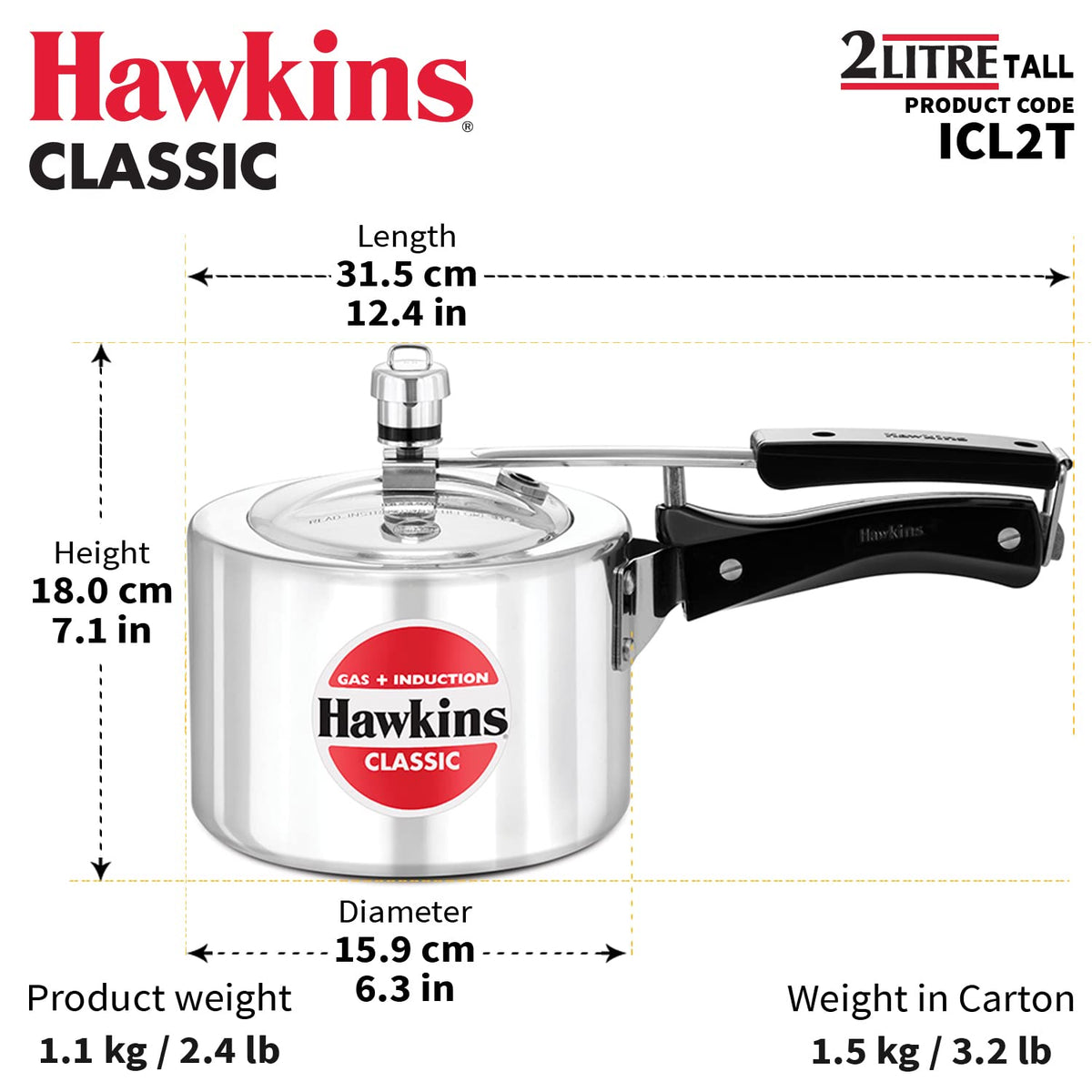 Aluminium 2 Litre Pressure Cooker I984185