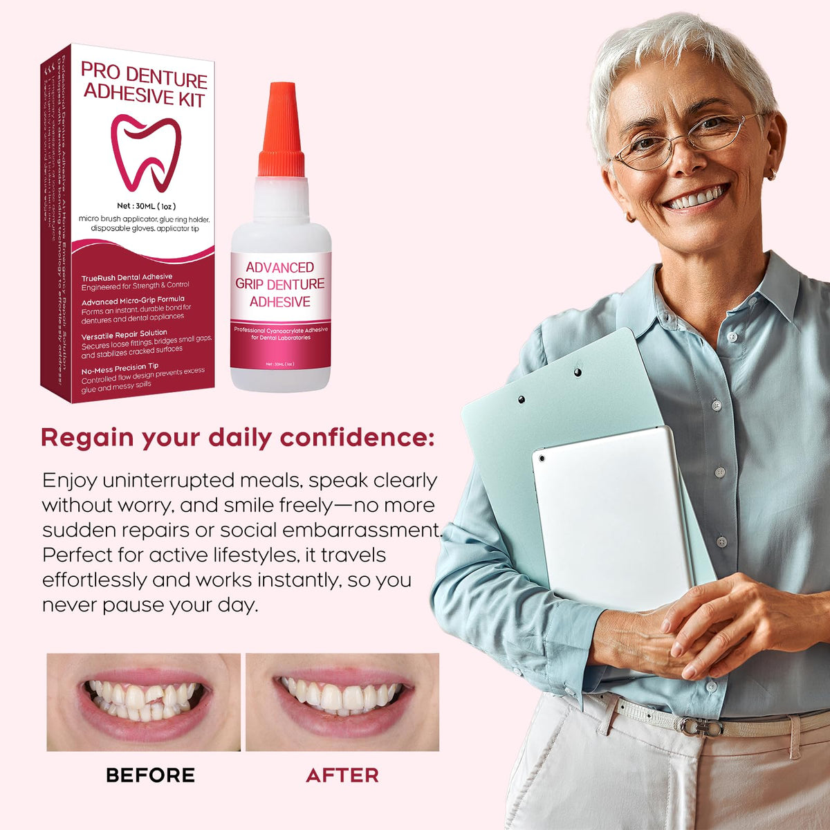 Fast-Setting Denture Repair Glue 1oz I3336
