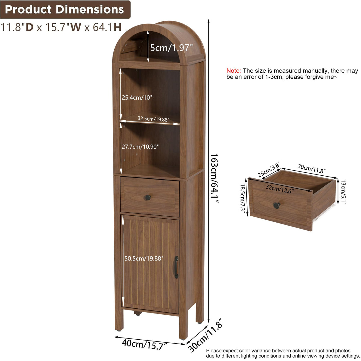 64" Tall Bathroom Storage Cabinet with Adjustable Shelves L372677