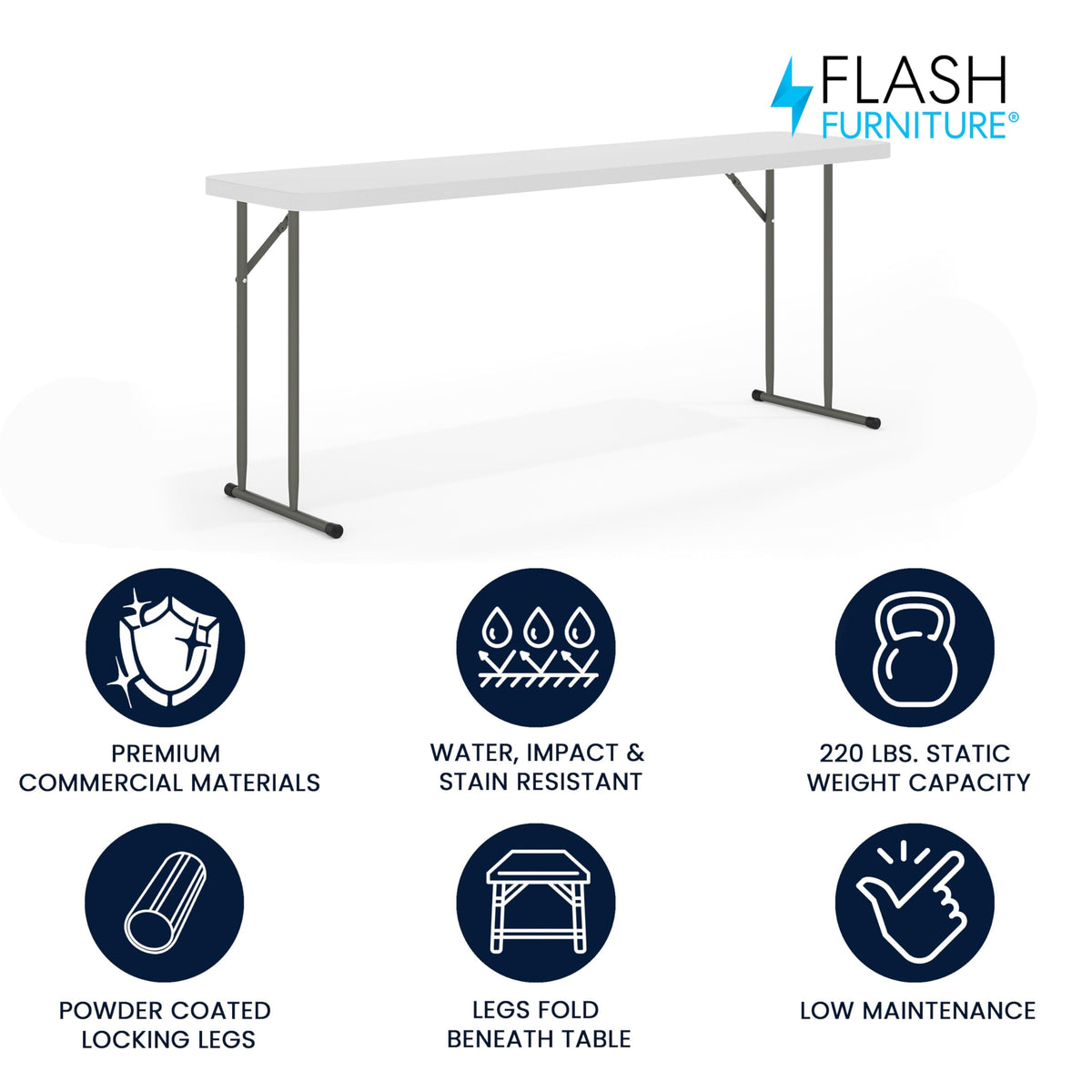 Plastic Folding Table, Granite White, 10-Pack F261535