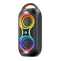 Party Bluetooth Speaker with Dual 4" Woofers, 60W Peak Power, 12H Playtime, Dynamic LED Lights, TWS, FM, AUX, USB, Mic Input, Portable Rechargeable Speaker for Indoor & Outdoor Events -Updated Version F26459