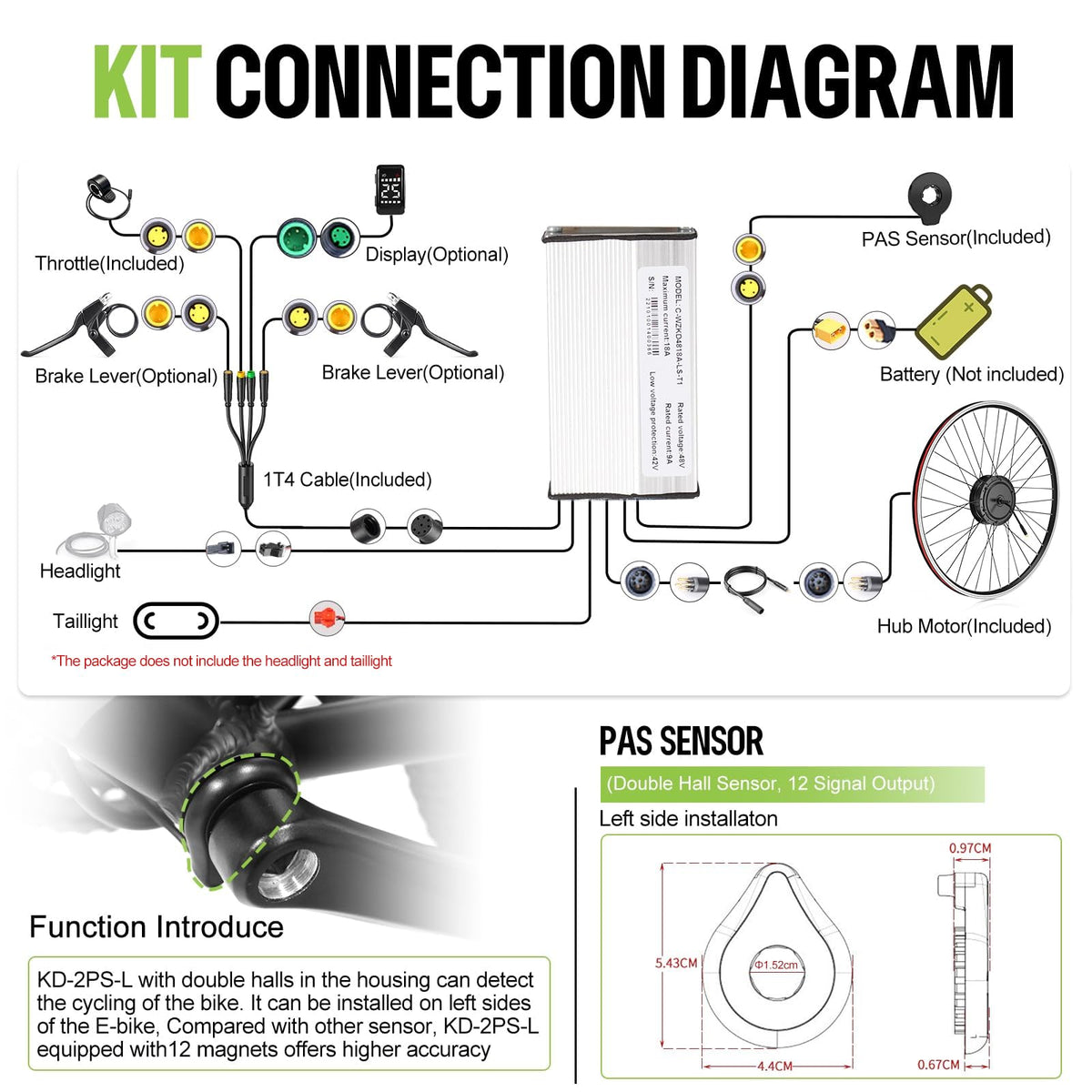 48V 500W Front Hub Motor Ebike Conversion Kit with Display W389687