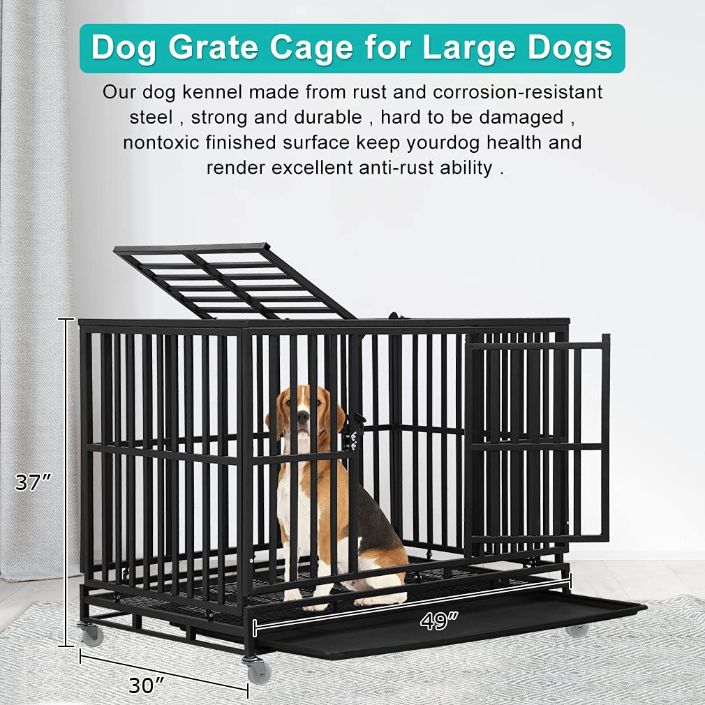 48 Inch Heavy Duty Metal Dog Crate with Double Door R2441