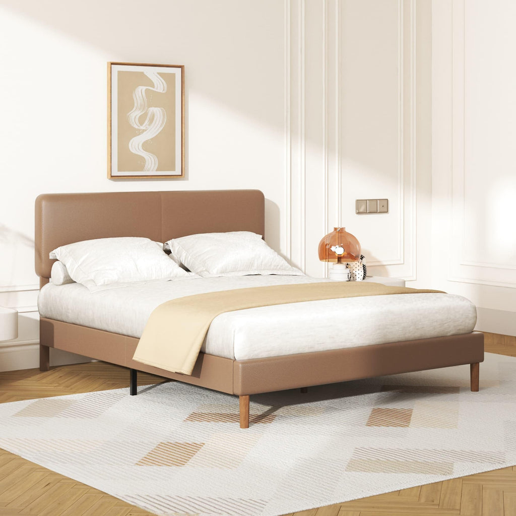 Minimalist Leather Bed Frame with Adjustable Headboard D808