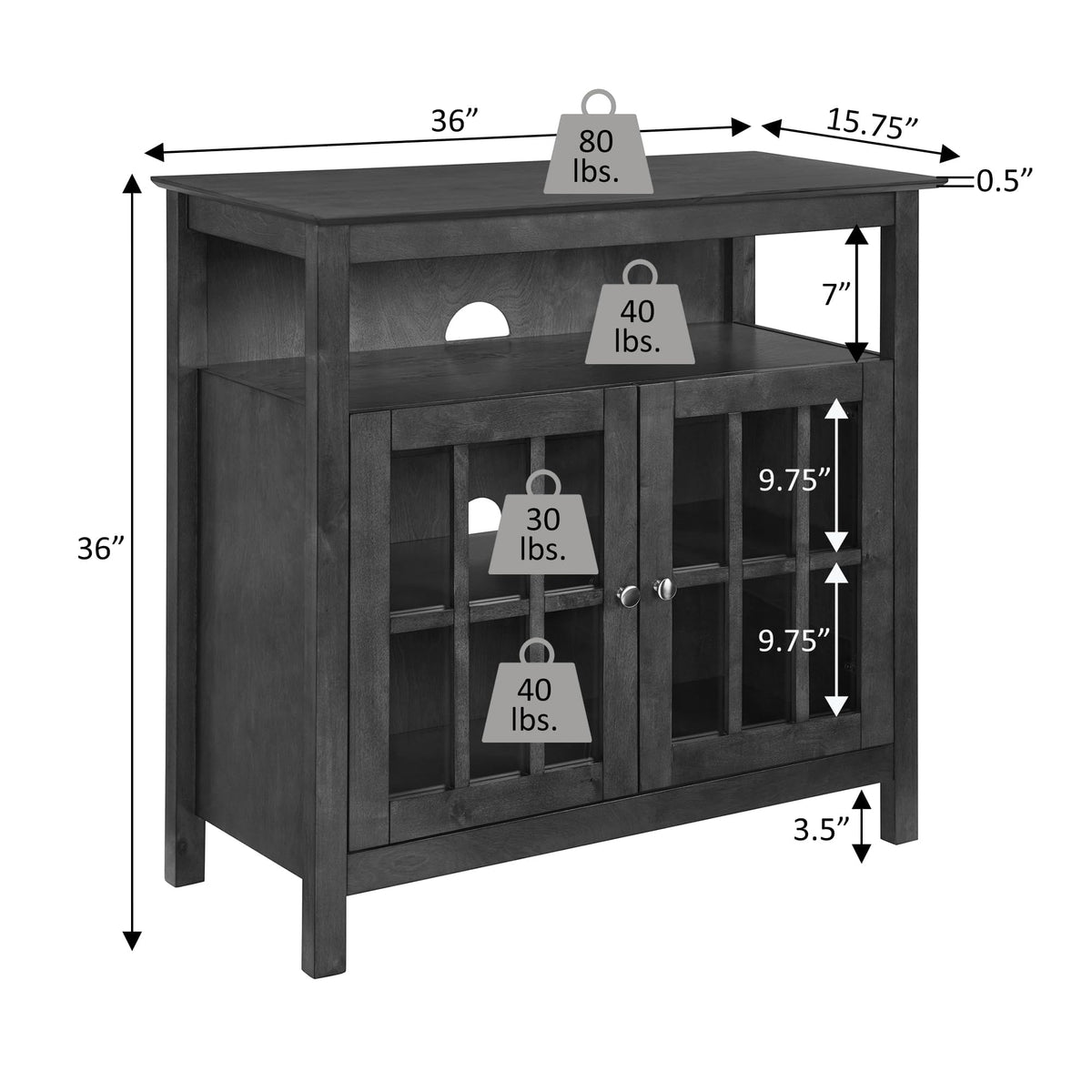 Espresso TV Stand with Shelves Z222