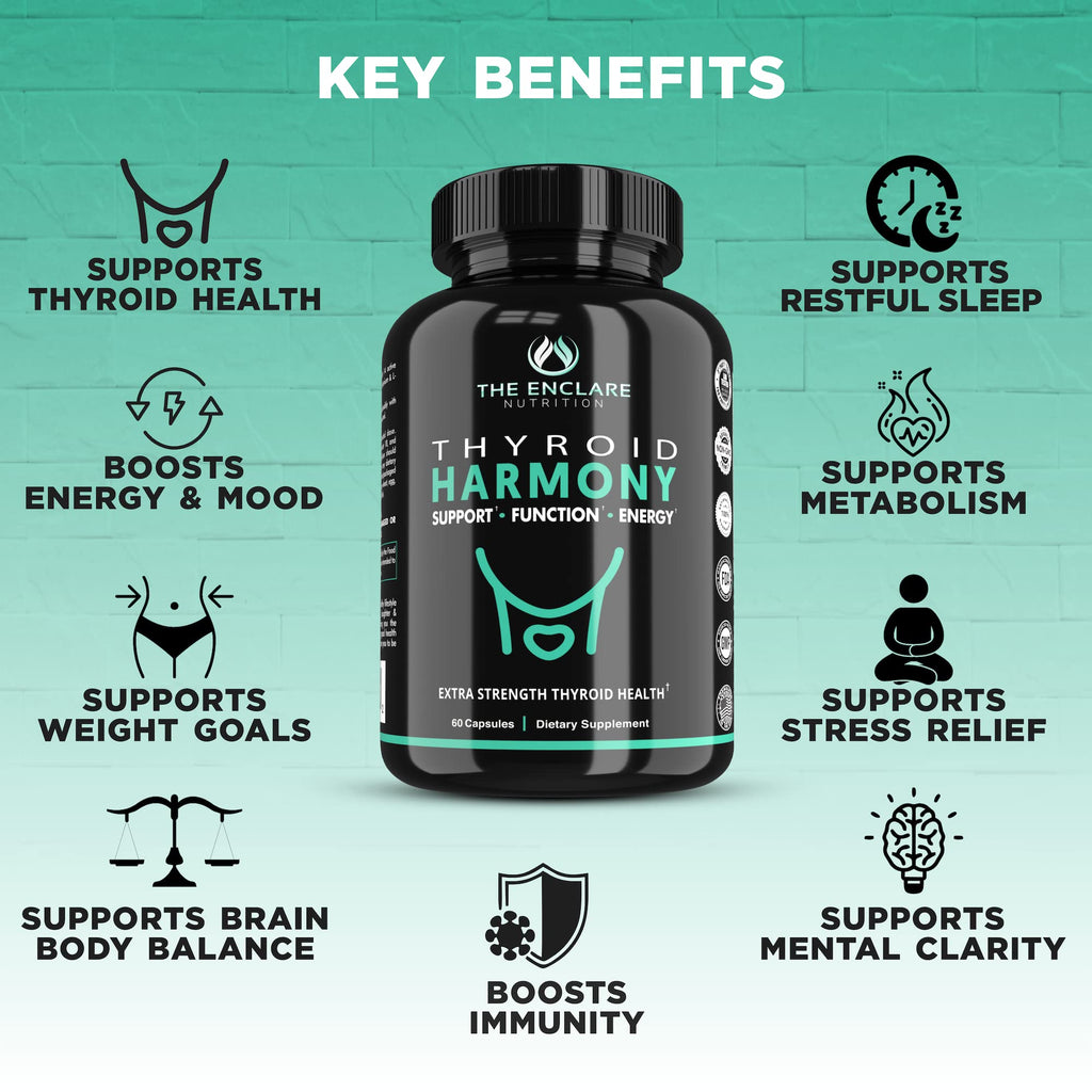 Thyroid Support Supplement with Iodine, Ashwagandha, Zinc, Selenium, Vitamin B12, Kelp, Magnesium, L Tyrosine C3116
