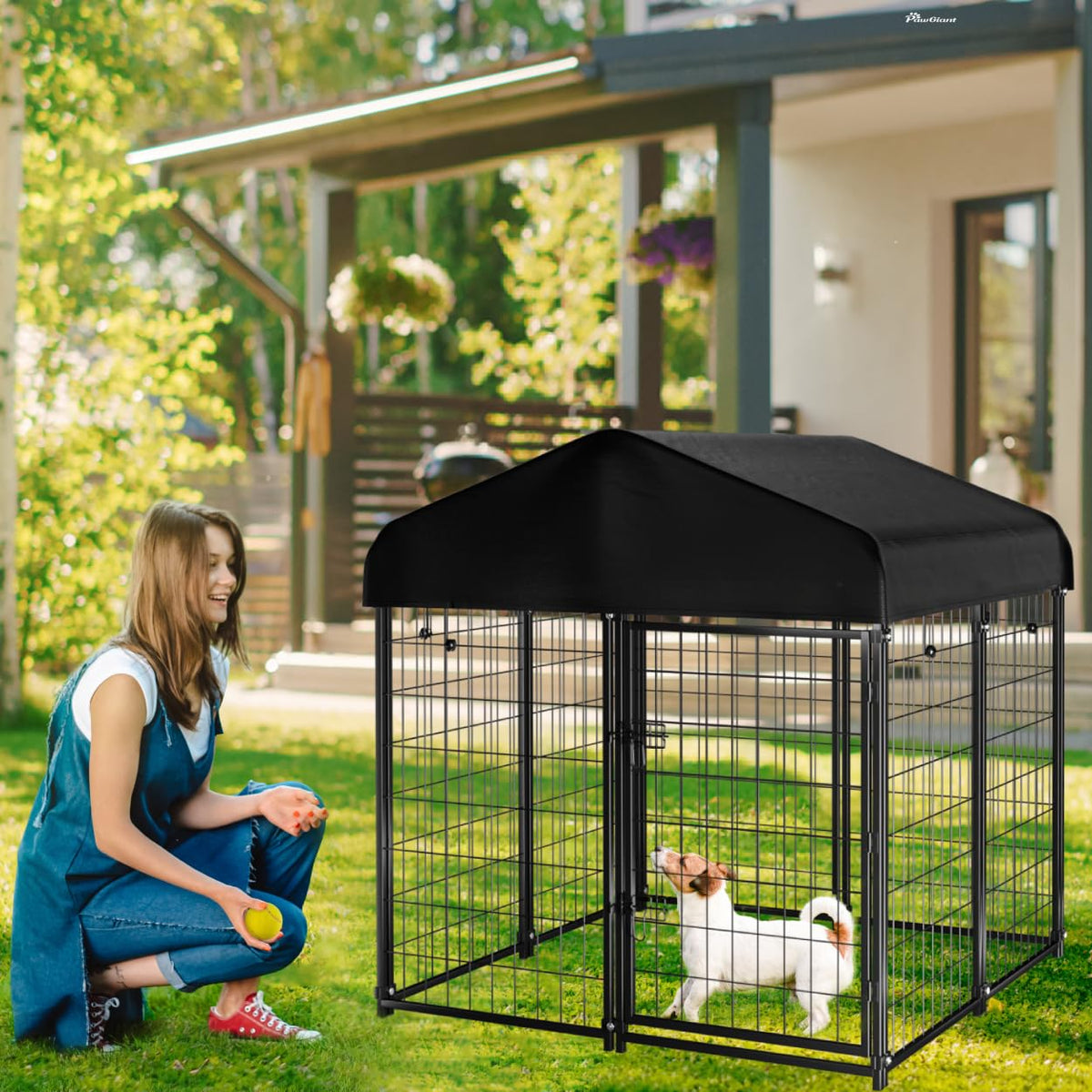 Welded Wire Dog Kennel with Roof S527775