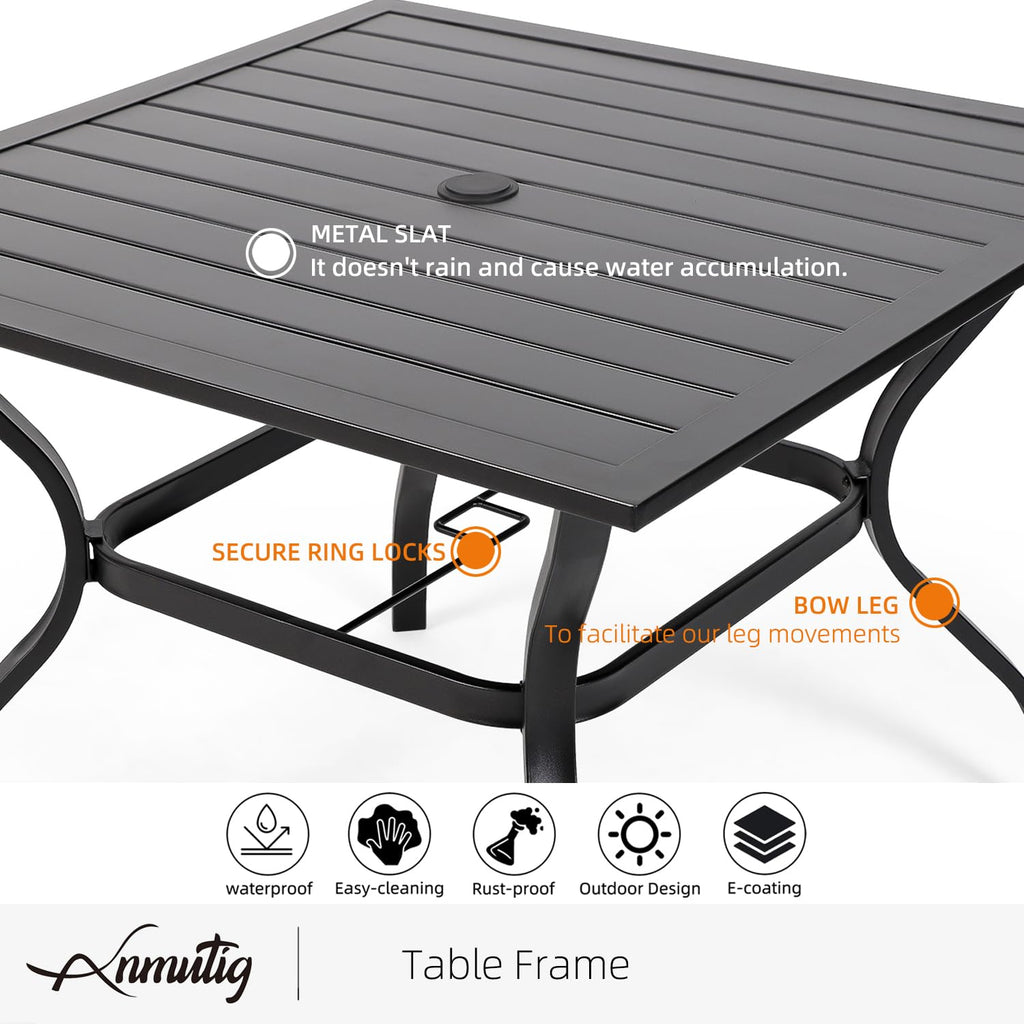 5 Piece Outdoor Dining Set with Grey Stackable Chairs and Square Table Y45290