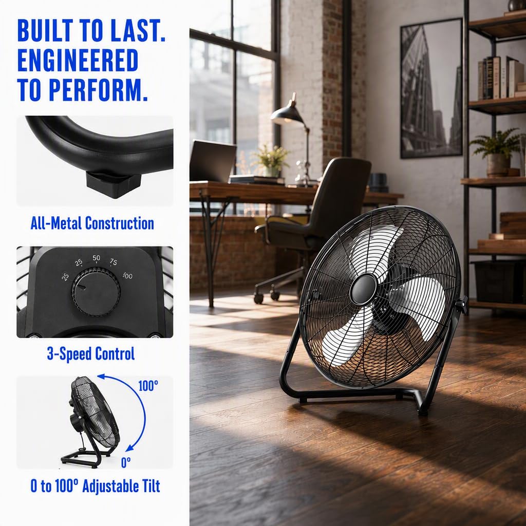 20" 3-Speed Metal Floor Fan 4-Pack Y7464