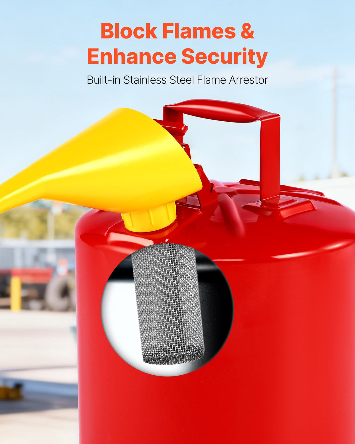 5 Gallon Red Metal Safety Gas Can with Flame Arrester Y976
